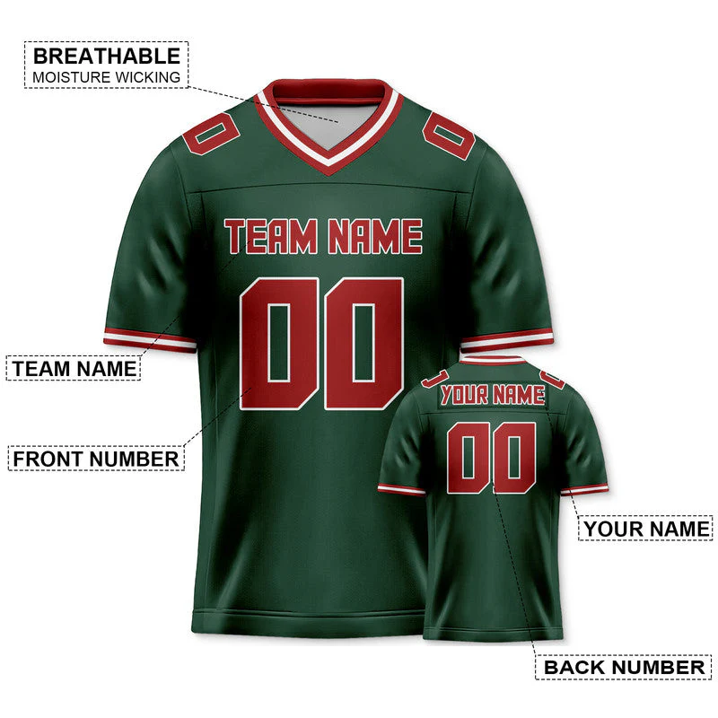 Custom Kelly Green Red Mesh Authentic Football Jersey