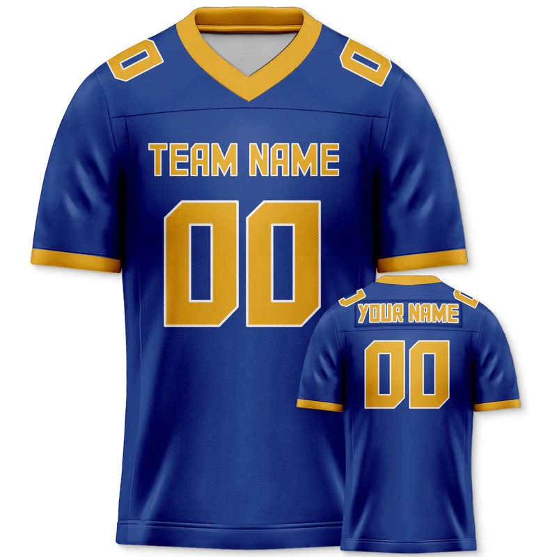 Custom Royal Gold Mesh Authentic Football Jersey