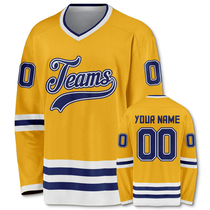 Custom Gold Royal-White Authentic Hockey Jersey